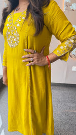 Premium dola silk with gotta detailing paired with pure orgenza dupatta in yellow