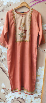 Tissue linen peach suit set (Plus Sizes)