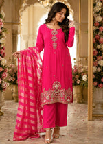 Pure chinon heavy hand work with Banarasi dupatta