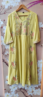 Super pretty Mul cotton embroidered in like yellowFull suit