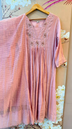 Pretty mulchanderi with bead work and lining full suit in pink