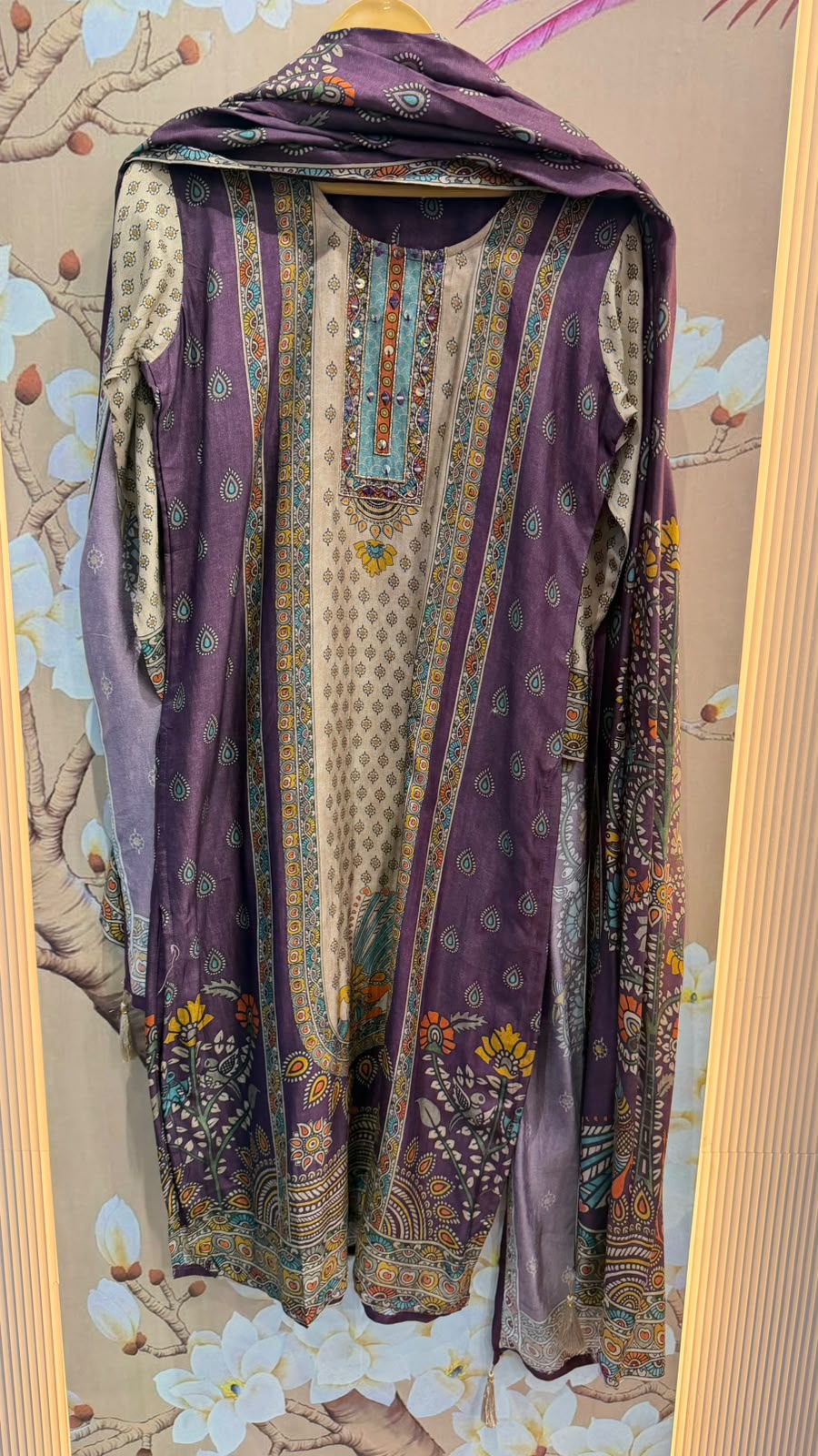 Pretty Russian silk Kalamkari full suit set
