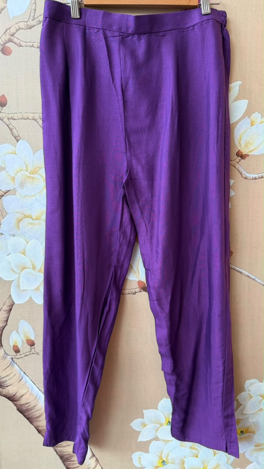 Russian silk Kalamkari suit set in purple