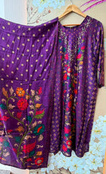 Russian silk Kalamkari suit set in purple
