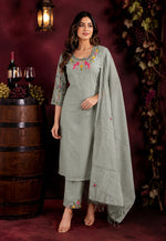 Embroidered green colour with real mirror yoke full suit