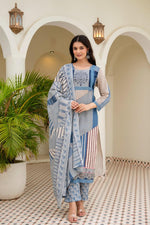 Smart pure cotton full suit in blue