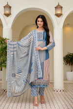 Smart pure cotton full suit in blue
