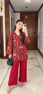 Premium Mul silk Patola Co ord in red