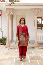 Pure crepe polka dot farshi salwar red co ord set