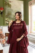 Premium Mul cotton Kota checks suit set in wine