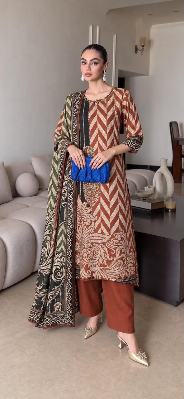 Pretty ajrakh crepe silk full suit set