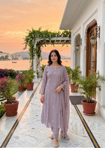 Designer chinon handwork suit set in purple