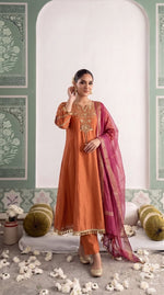 Super pretty Mul chanderi suit in orange n pink