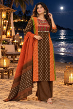 Pretty dabu cotton suit set paired with block print dupatta