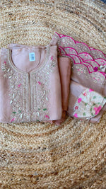 Premium tissue designer back suit set pink