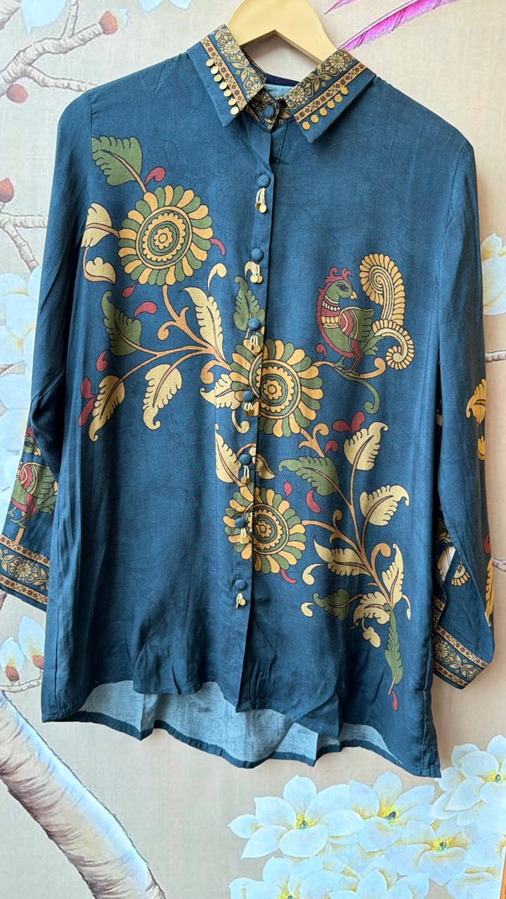 Mul silk front n back Kalamkari shirt