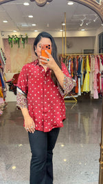Premium crepe silk bandhani shirt