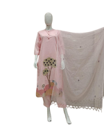 Dobby cotton lining embroidered suit set paired with Kota doria dupatta