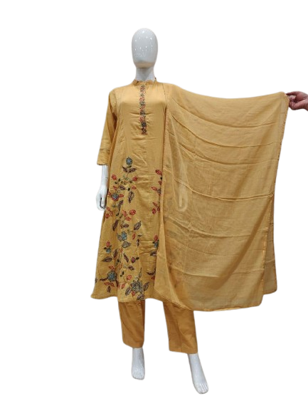 Pretty mul cotton hand embroidery suit set