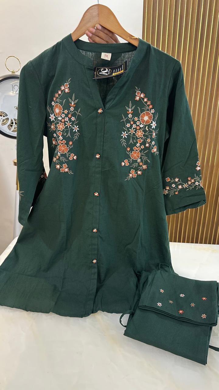 Pure cotton embroidered Co ord set