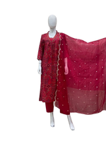 Pure muslin silk digital printed full suit to slay this festive season