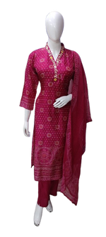 Pretty Russian silk digital printed suit set