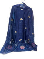 Pretty linen chanderi suit with gitthan work
