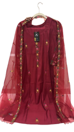 Pretty Muslin front n back embroidered suit set