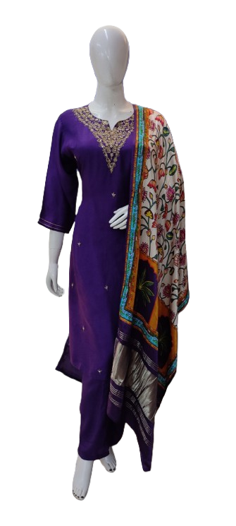 Gaji silk lakri patta dupatta suit set
