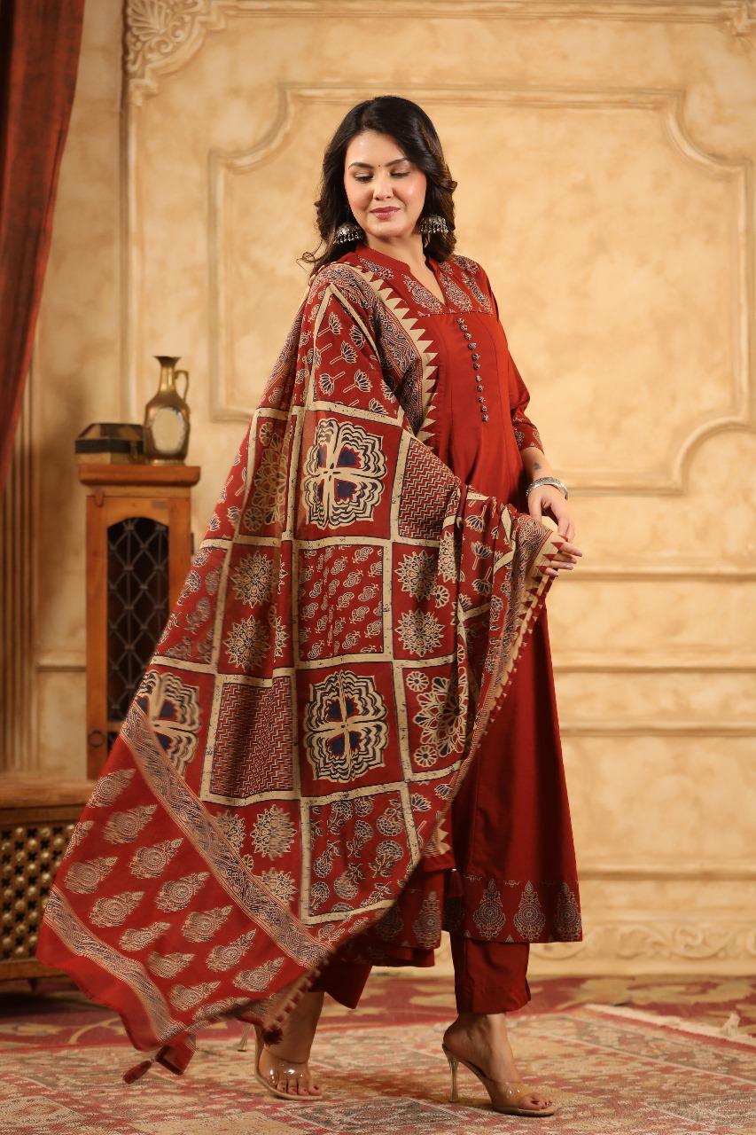 Pure cotton Anarkali suit set