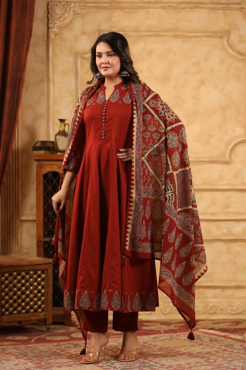 Pure cotton Anarkali suit set