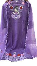 Premium cotton lining applique work suit set