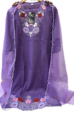 Premium cotton lining applique work suit set