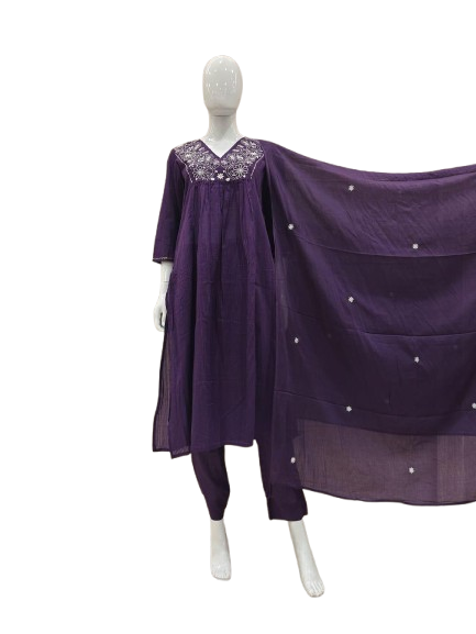 Pure cotton embroidery full suit set