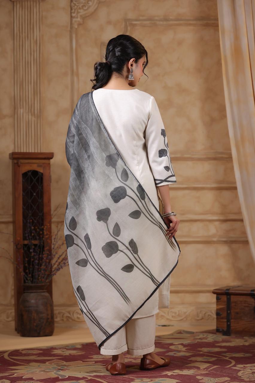 New V neck premium lining cotton full suit set