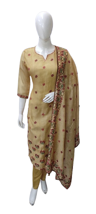 Linen chanderi githan work