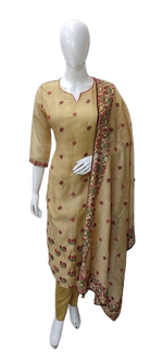 Linen chanderi githan work