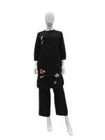 Applique work cotton co ord in black