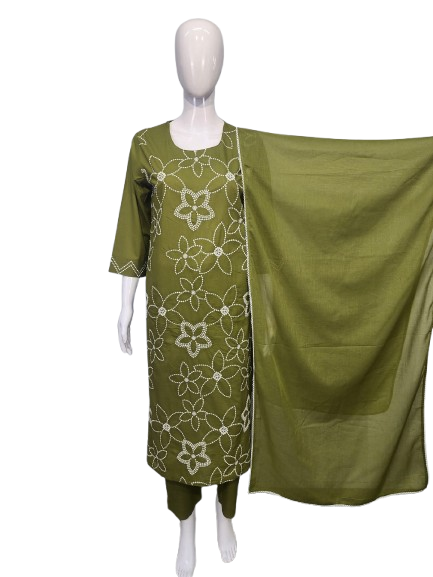 Fully embroidery cotton suit set