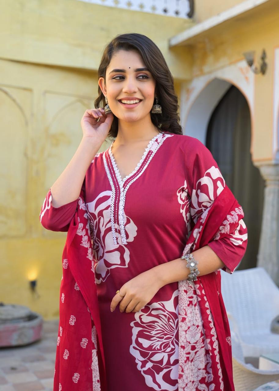 Premium cotton suit set paired with shifli pants