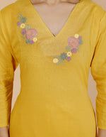Yellow embroidered cotton suit set