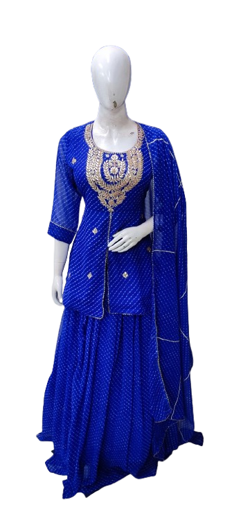 Restocked!! Blue Lehariya skirt top and dupatta