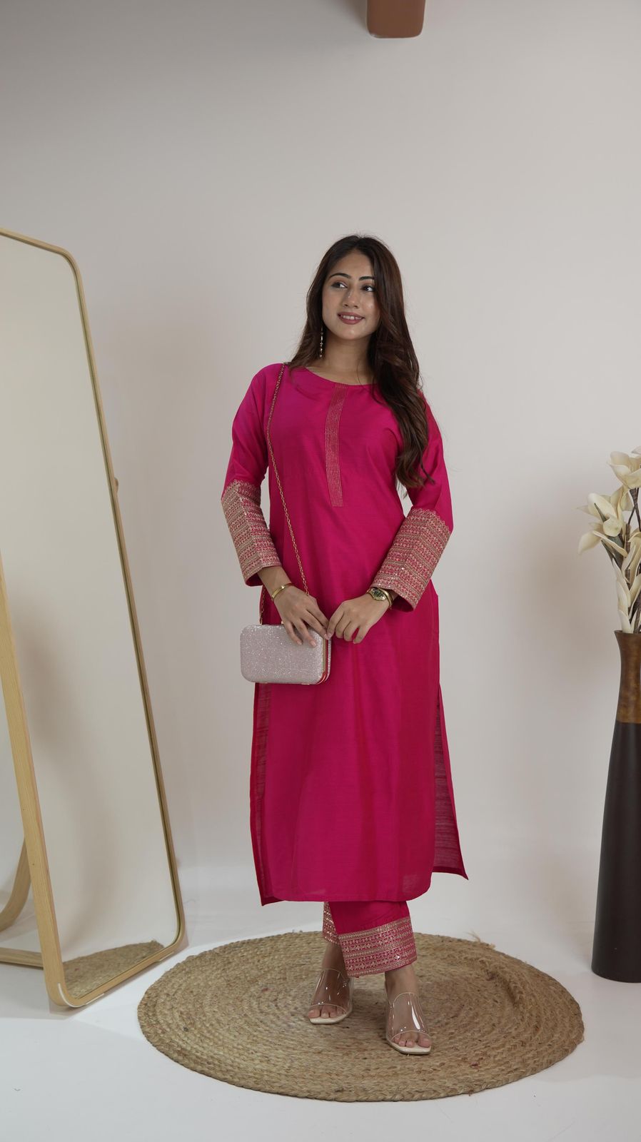 South silk heavy embroidery kurta pant
