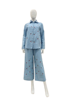 Ice blue embroidered co ord set