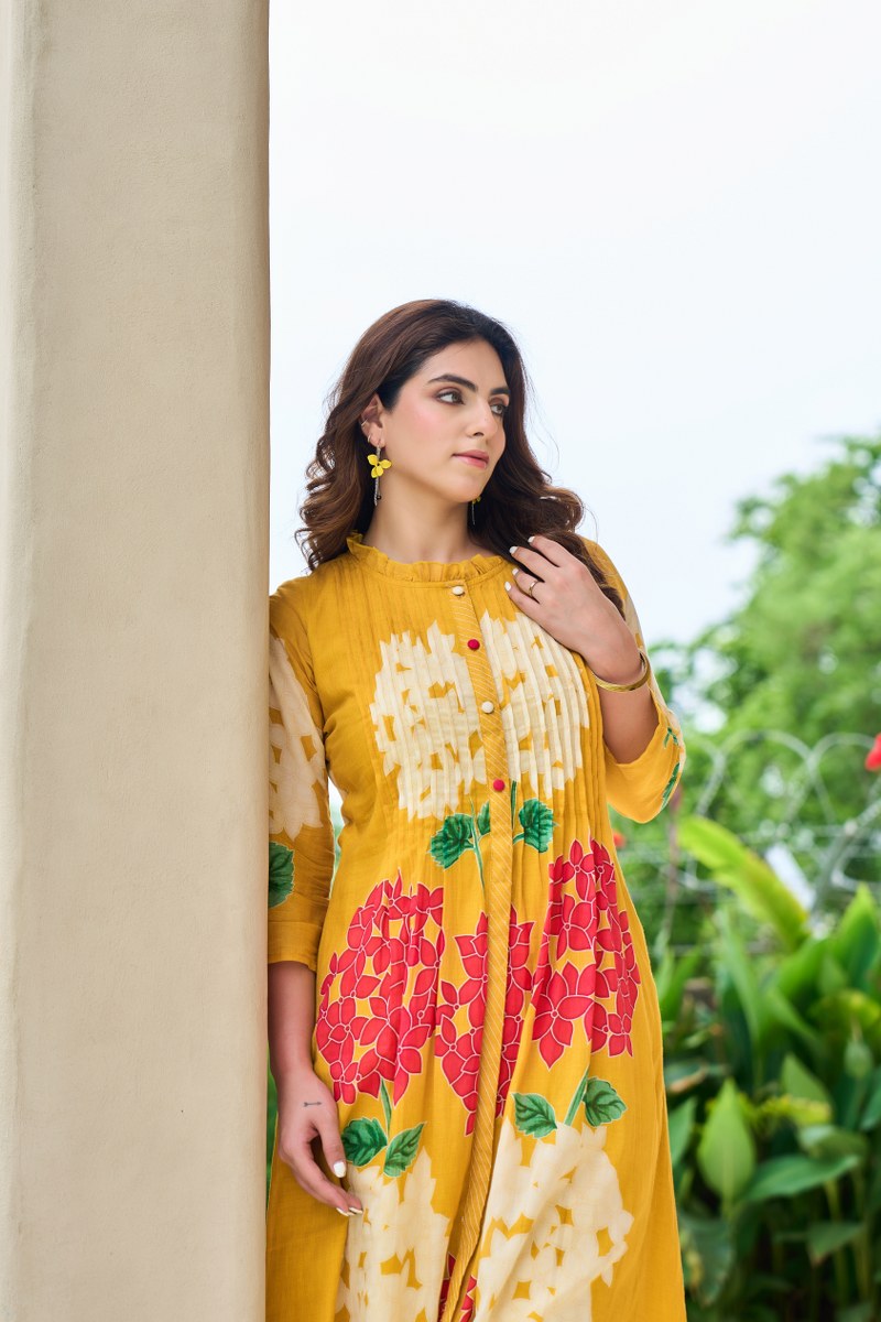 Pure Mul cotton digital printed suit set in green