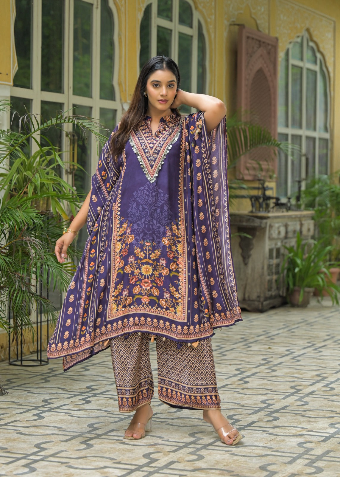 Pure crepe kaftan