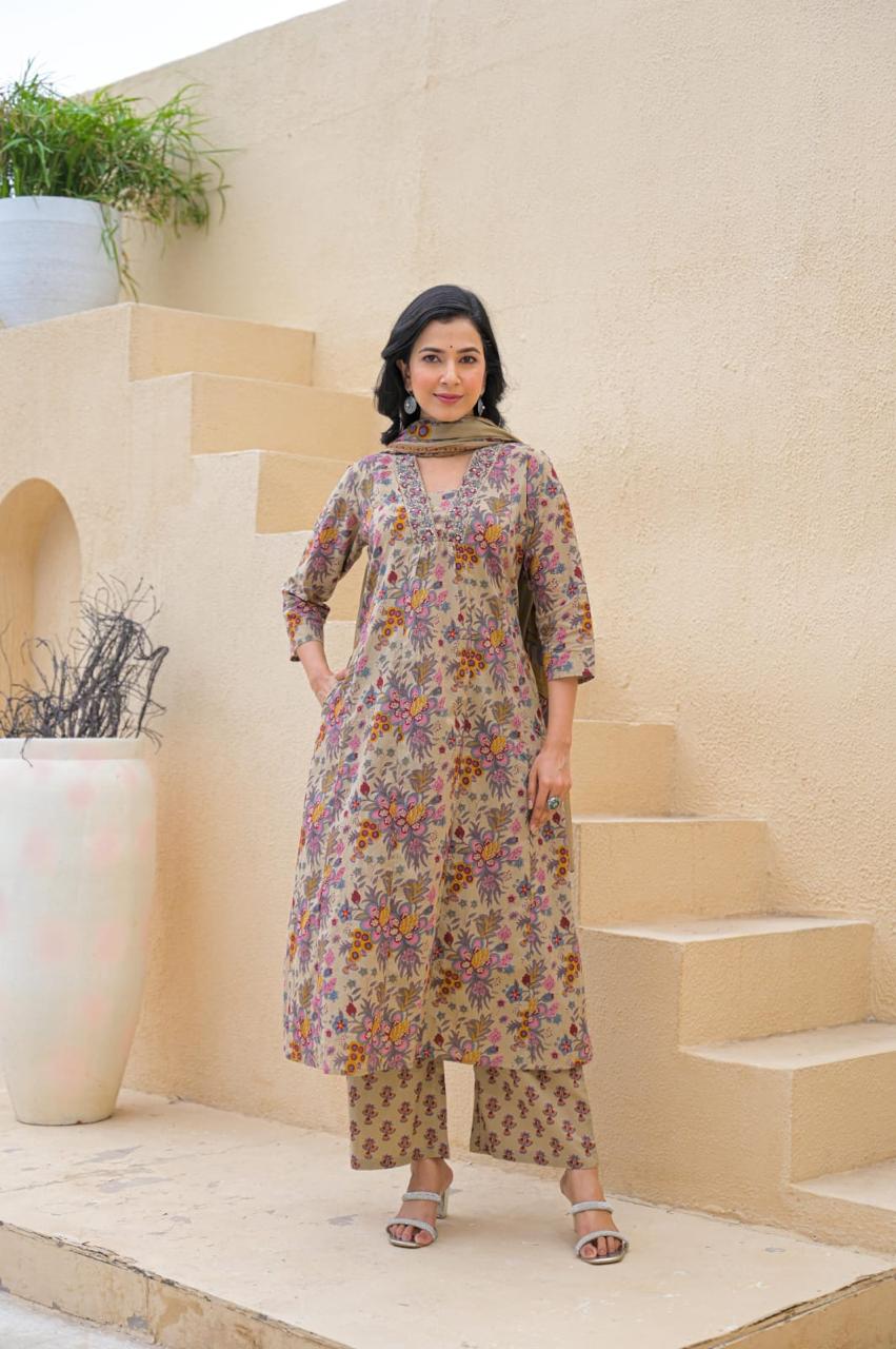 Pure cotton A line suit set