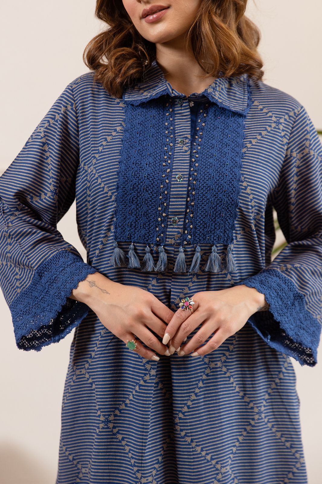 Wow wow heavy rayon co ord set in blue