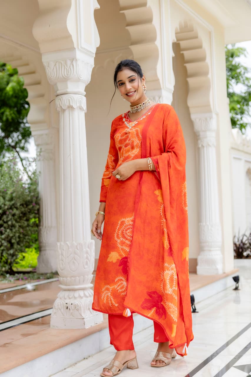 Pure crepe full suit set