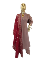 Premium chinon handwork suit set paired with Banarasi dupatta